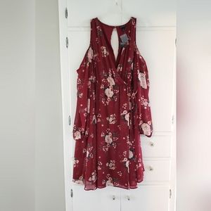 Torrid size 1 red floral chiffon dress